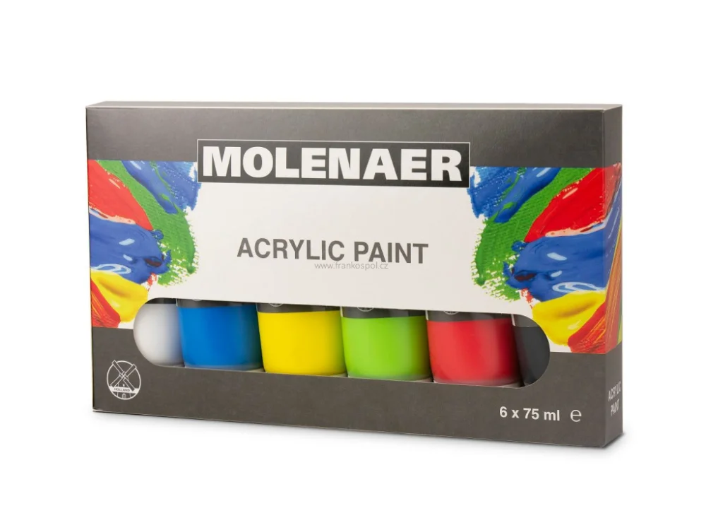 Značkový Akrylové barvy CREALL Molenaer, 6 barev