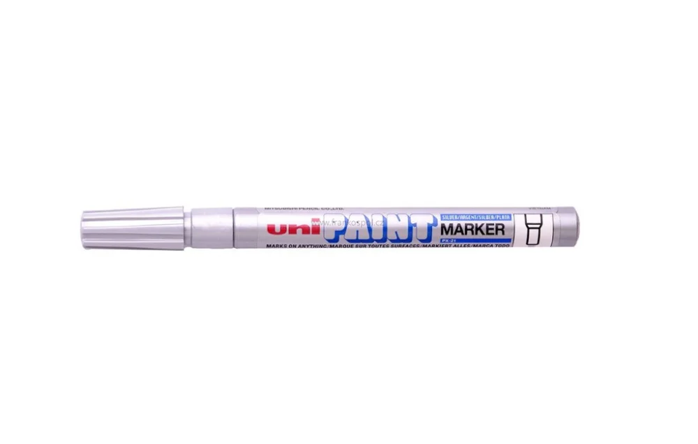 Značkový Lakový popisovač UNI Paint Fine, 0,8-1,2 mm, stříbrný