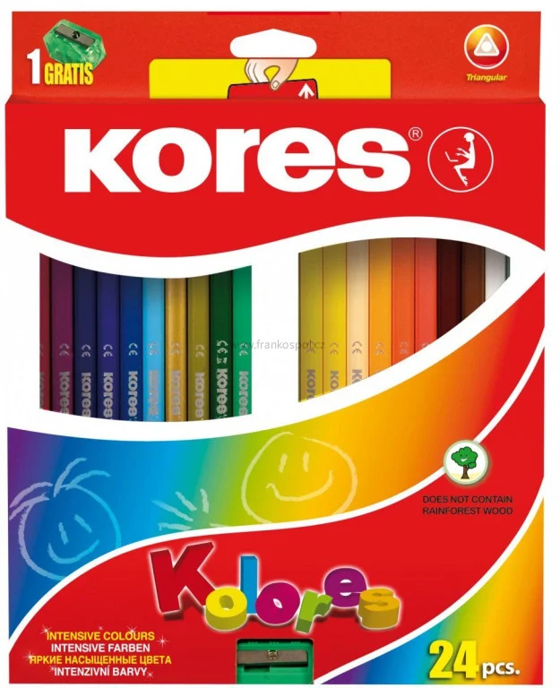 Pastelky KORES Kolores, 24 barev + ořezávátko Dokud Zásoby Vydrží