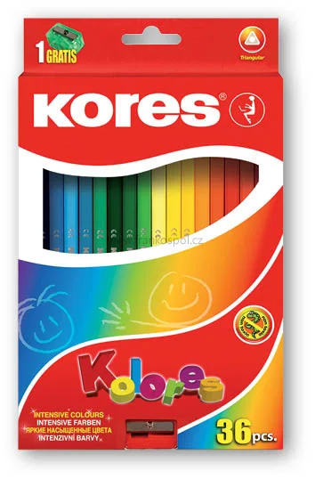 Výprodej Pastelky KORES Kolores, 36 barev + ořezávátko
