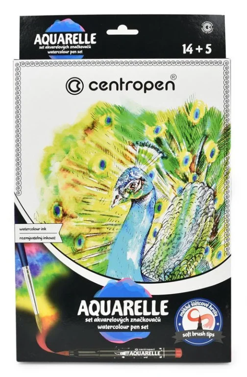Popisovač CENTROPEN Aquarelle, sada 14+5 ks Expresní Doručení
