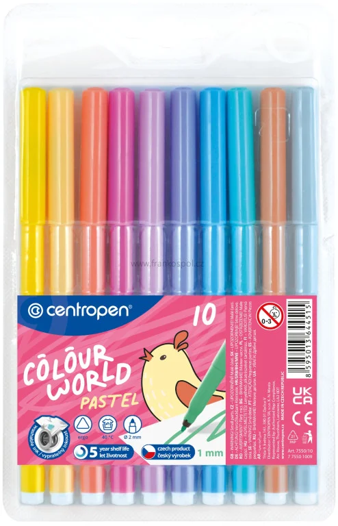 Finální Výprodej Popisovač CENTROPEN Colour World 7550/10 Pastel, sada 10 ks