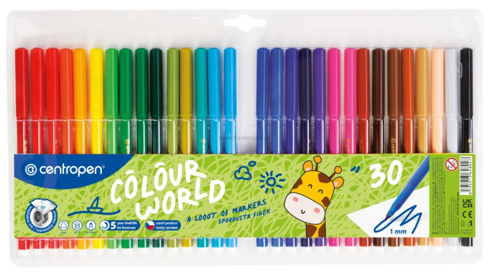 Vrácení Zdarma Popisovač CENTROPEN Colour World 7550/30, sada 30 ks