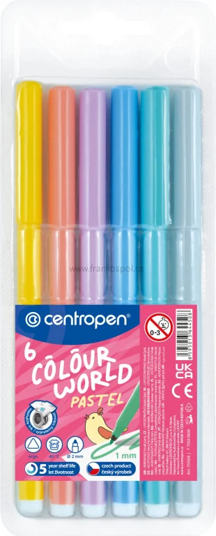 Sleva Popisovač CENTROPEN Colour World 7550/6 Pastel, sada 6 ks