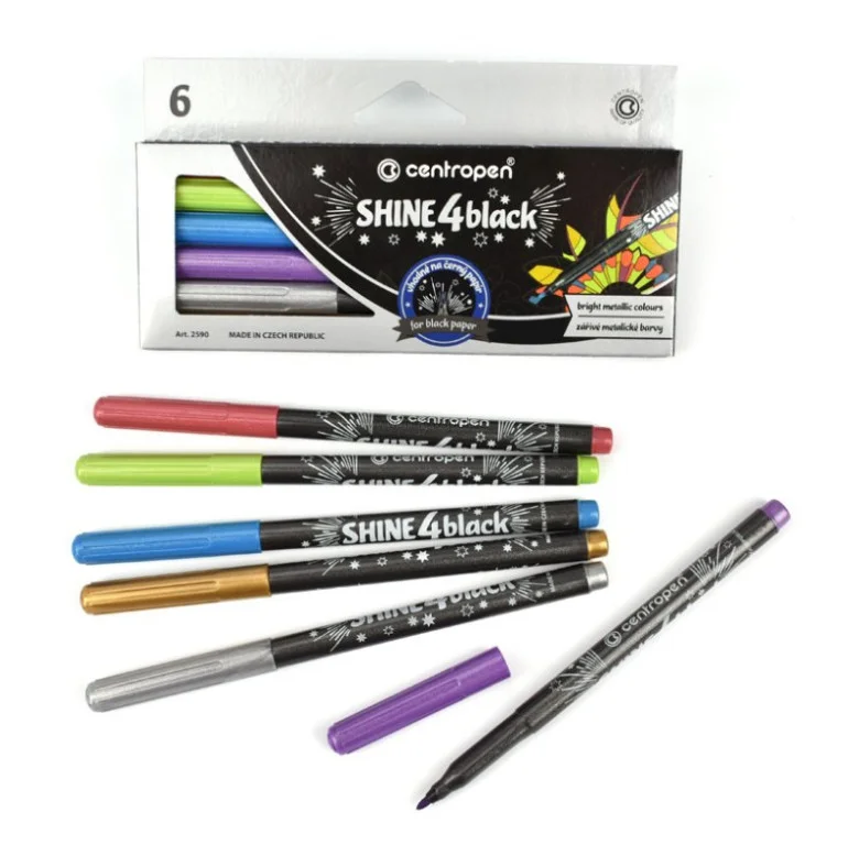 Popisovač CENTROPEN Shine 4 black 2590, sada 6 ks Oblíbený