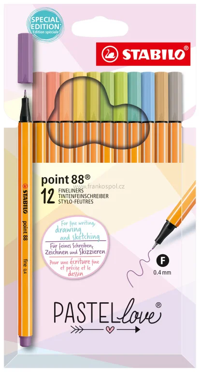 Cenová Bomba Popisovač STABILO Point 88 Pastellove, 12 sada
