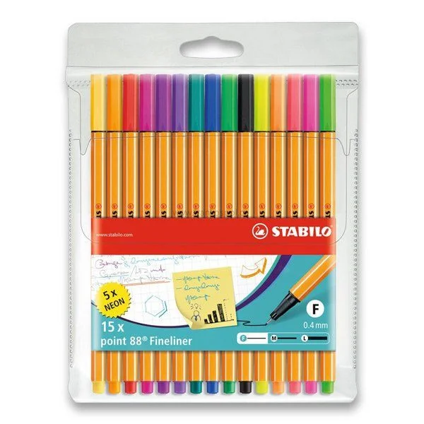 Aktuální Popisovač STABILO Point 88, sada 15 ks neon