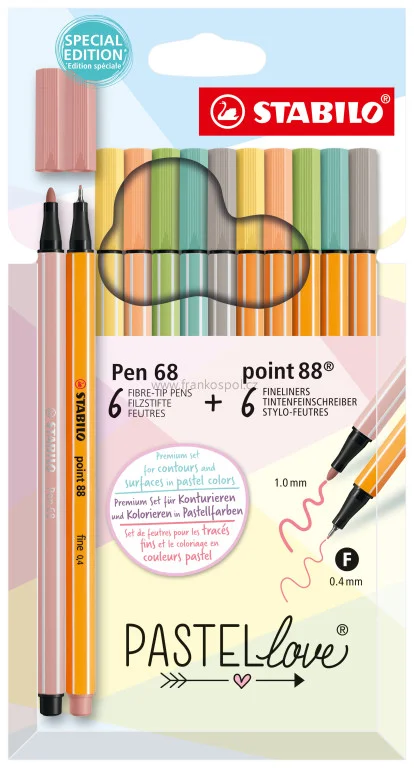 Akční Nabídka Popisovač STABILO Point 88/Pen 68 Pastellove, 12 sada