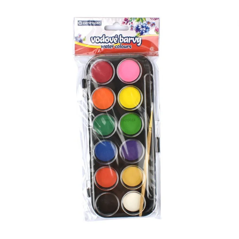 Sezónní Sleva Vodové barvy CENTROPEN 9540, 30 mm, 12 barev