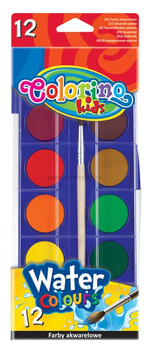 Tovární Cena Vodové barvy COLORINO, 12 barev