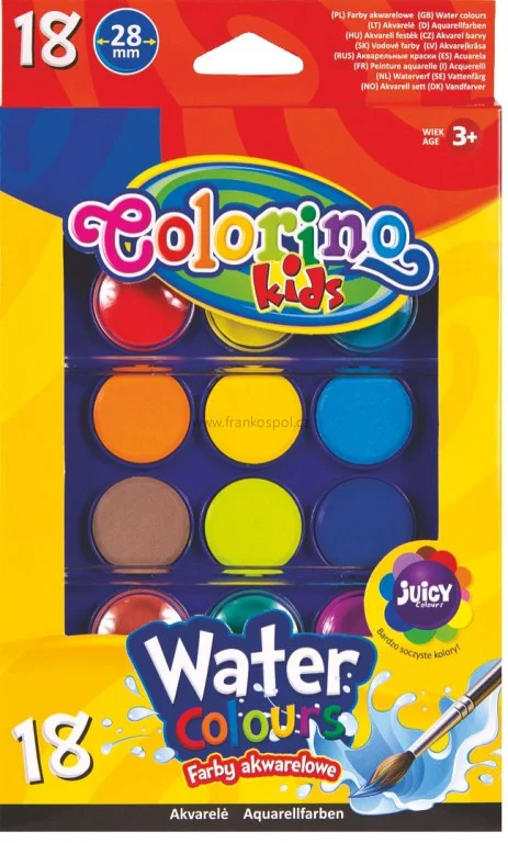 Vodové barvy COLORINO, 18 barev Autentický