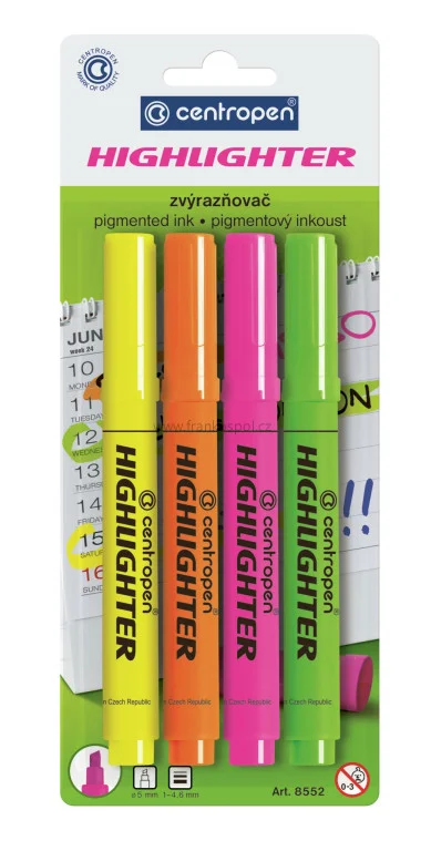 Zvýrazňovač CENTROPEN 8552, 4 sada PB Víkendová Akce