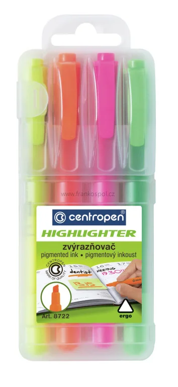 Zvýrazňovač CENTROPEN 8722, 4 sada Rychlé Dodání
