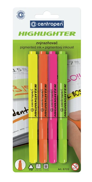 Oblíbený Zvýrazňovač CENTROPEN 8722, 4 sada PB
