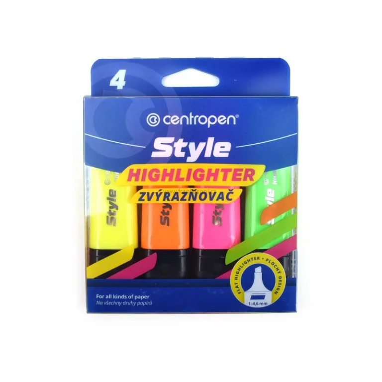 Zvýrazňovač CENTROPEN Style 6252, fluo, sada 4 ks Cenový Hit