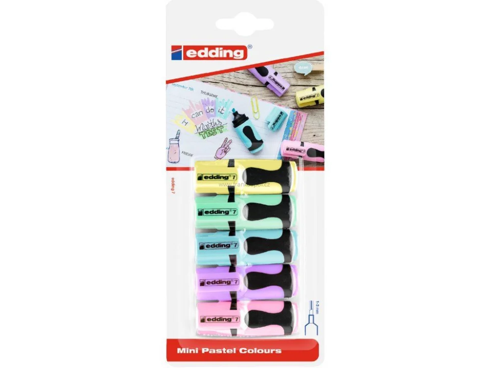 Zvýrazňovač EDDING 7 mini, 5 sada pastel Omezená Nabídka