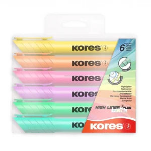 Zvýrazňovač KORES High Liner Plus, pastelový, 6 sada Originální
