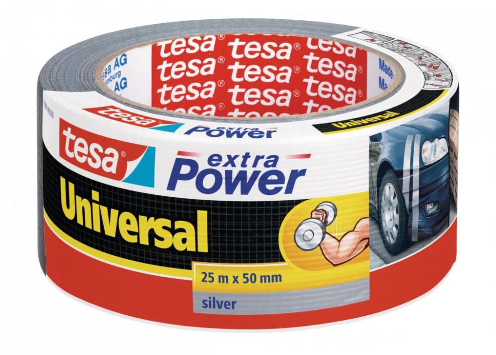 Sleva Textilní opravná páska TESA Universal Extra power, 25 m x 50 mm, stříbrná