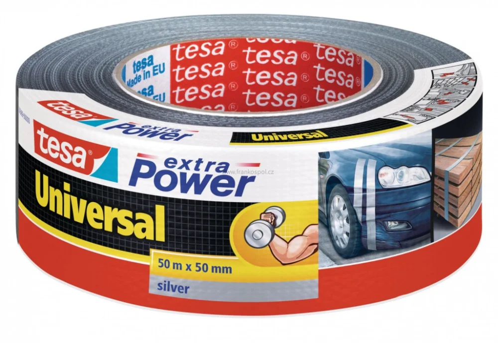 Nízká Cena Textilní opravná páska TESA Universal Extra power, 50 m x 50 mm, stříbrná