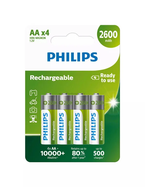 Originální Baterie PHILIPS R6 (tužková) nabíjecí, 4ks