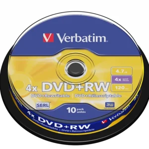 Zlevněný DVD+RW Verbatim SERL Matt Silver 4.7GB 4x, cake box 10 ks