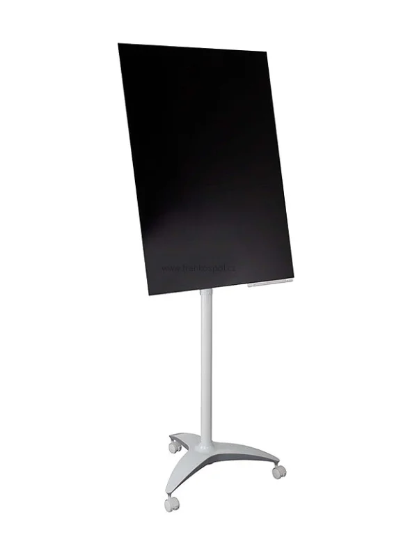 Magnetický skleněný flipchart MOBILCHART, černý Levný