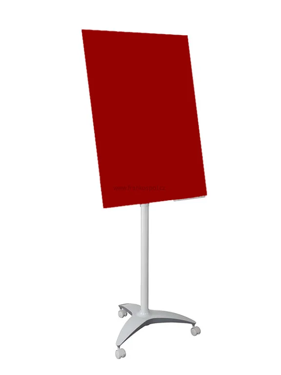 Magnetický skleněný flipchart MOBILCHART, červený Odeslání Ihned
