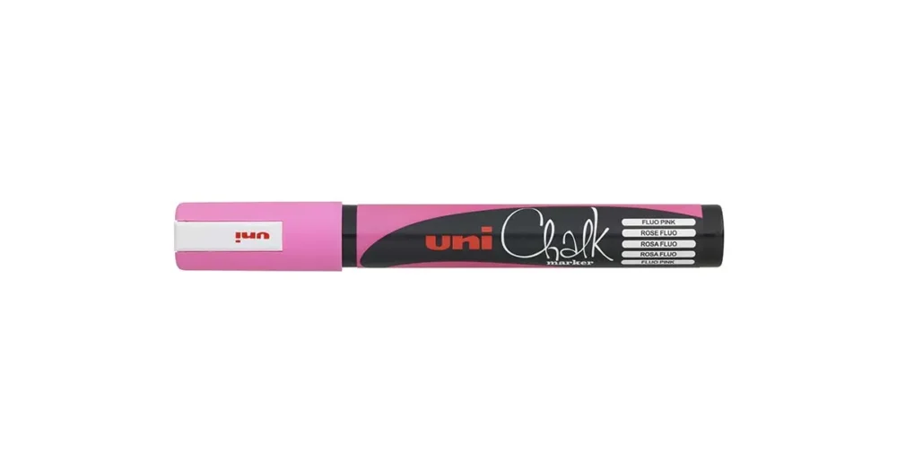 Výprodej Křídový popisovač UNI Chalk Marker PWE-5M, 1,8-2,5 mm - fluo růžový