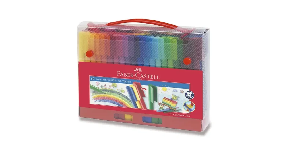 Novinka Dětské fixy Faber-Castell Connector, taška, 60 barev