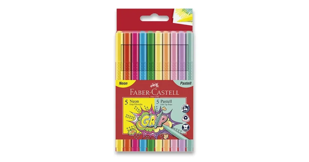 Nejlepší Volba Dětské fixy Faber-Castell Grip Neon a Pastel - 10 barev