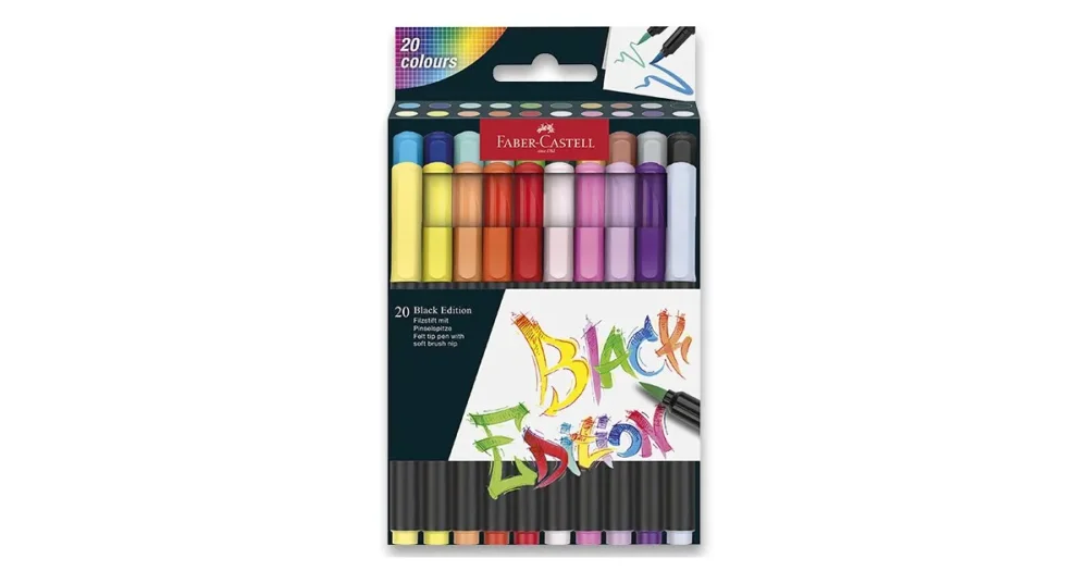 Fixy Faber-Castell Black Edition Brush, 20 barev Časově Omezené