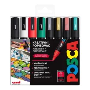 Sada dekoračních popisovačů Posca PC-5M, CHRISTMAS, 1,8 - 2,5 mm, 8 vánočních barev Nejprodávanější