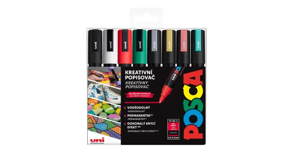 Sada dekoračních popisovačů Posca PC-5M, CHRISTMAS, 1,8 - 2,5 mm, 8 vánočních barev Nejprodávanější