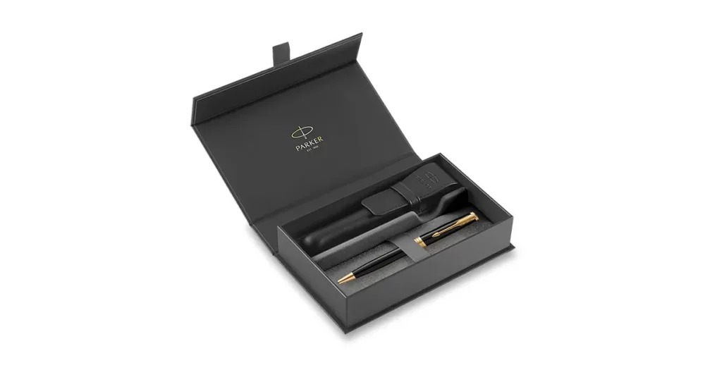 Parker Sonnet Black GT - kuličkové pero v dárkové kazetě s koženým pouzdrem Finální Výprodej