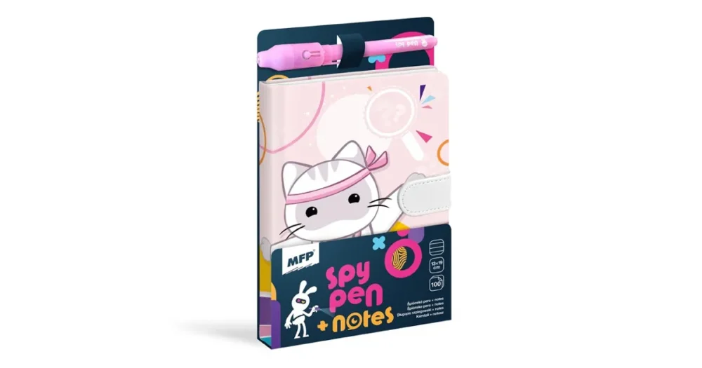 Blok s magnetem SPY NOTES - fialový s kočičkou Speciální Cena