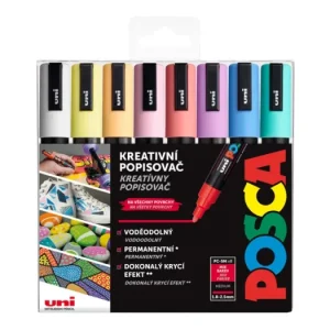 Vysoce Kvalitní Sada dekoračních popisovačů Posca PC-5M, 1,8 - 2,5 mm, 8 pastelových barev