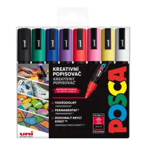Cenově Výhodný Sada dekoračních popisovačů Posca PC-5M, 1,8 - 2,5 mm, 8 základních barev