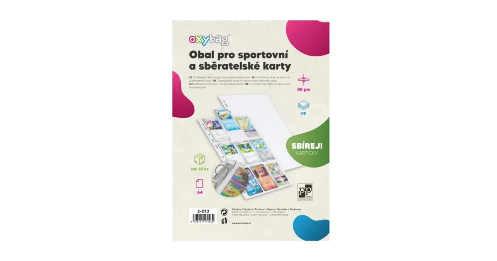 Průhledný obal A4PP na sportovní karty, 80mic., lesk, 10ks Cenový Hit