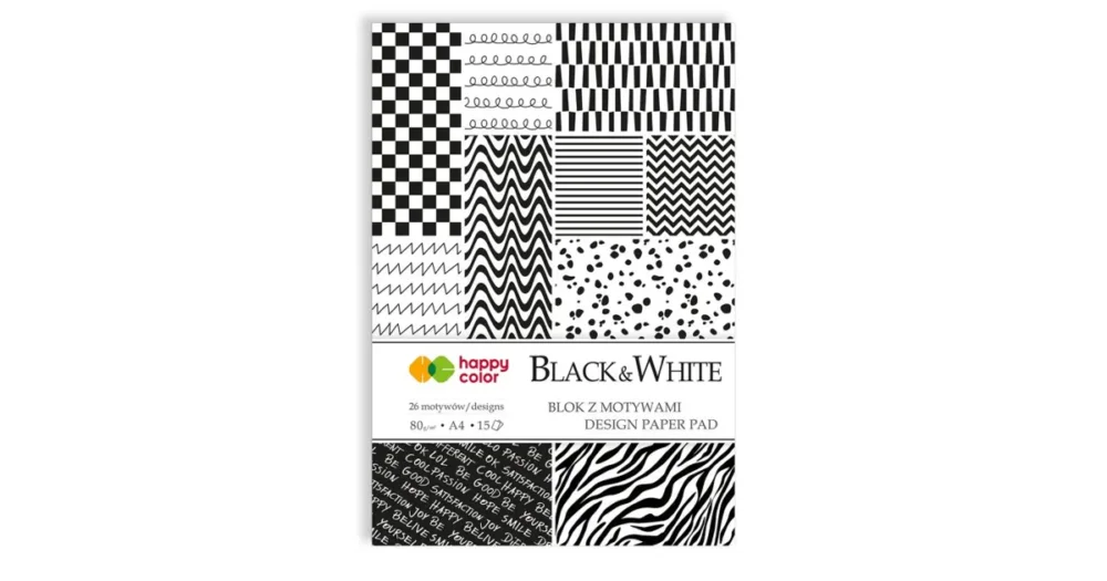 Novinka Papíry s potiskem A4 80g BLACK & WHITE, 26 motivů, 15ls