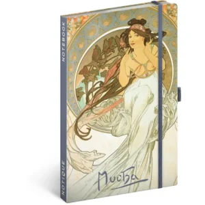 Zlevněný Notes NOTIQUE linkovaný 13 x 21 cm - Alfons Mucha - Hudba