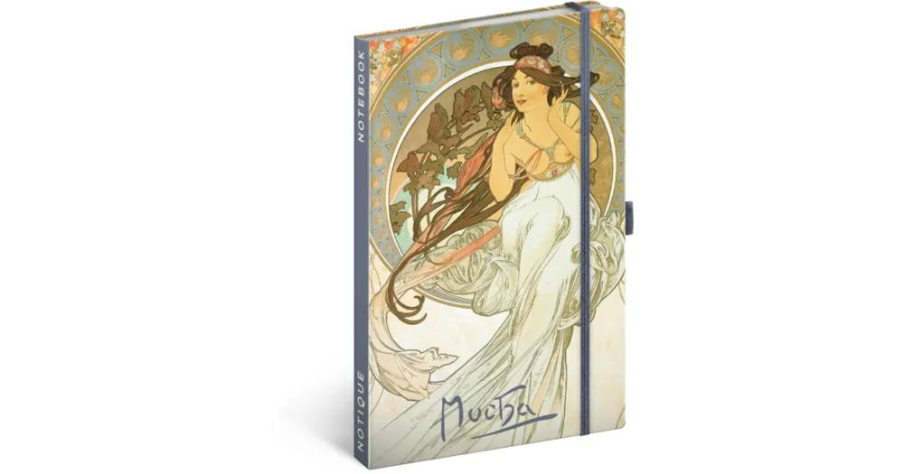 Zlevněný Notes NOTIQUE linkovaný 13 x 21 cm - Alfons Mucha - Hudba