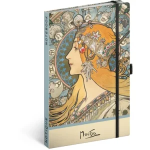 Zlevněný Notes NOTIQUE tečkovaný 13 x 21 cm - Alfons Mucha - Zodiak