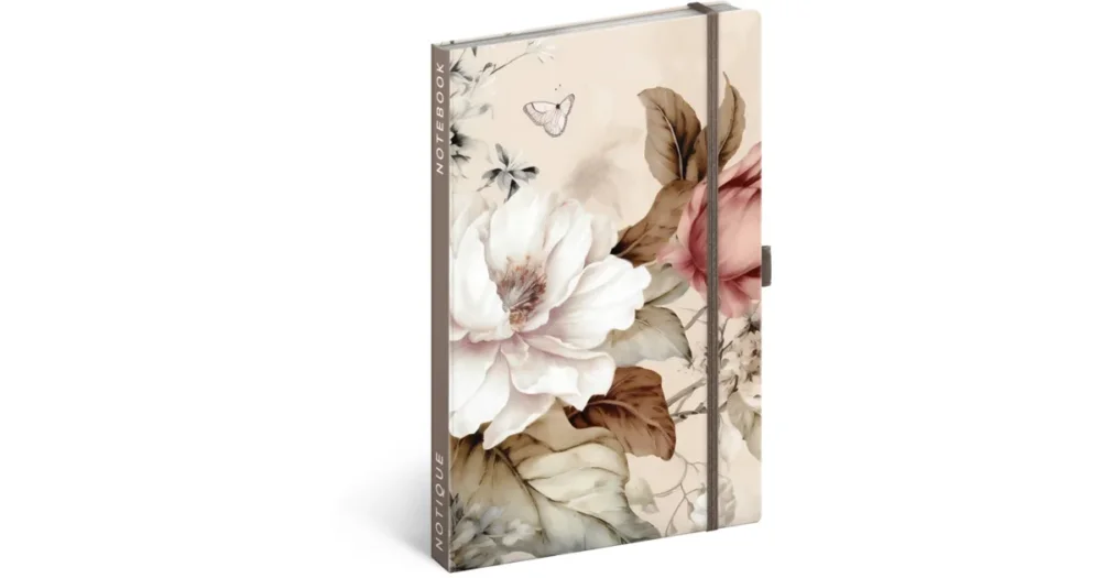 Notes NOTIQUE linkovaný 13 x 21 cm - Pudrové květy Finální Výprodej