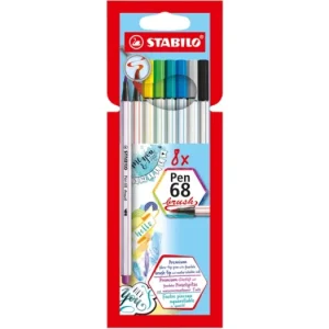 Sada fixů STABILO Pen 68 Brush, štětcový hrot, 8ks Novinka
