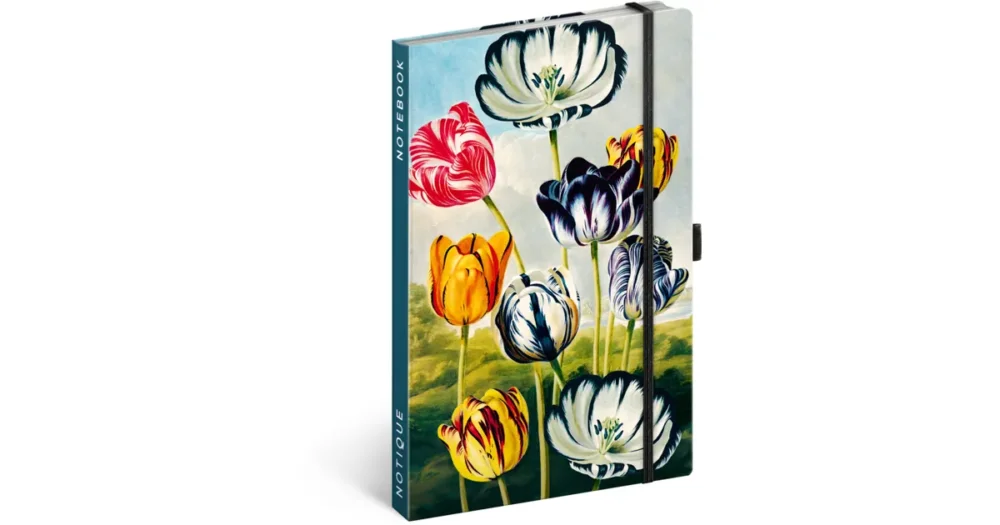 Zlevněný Notes NOTIQUE linkovaný 13 x 21 cm - Tulipány Kateřiny Winterové