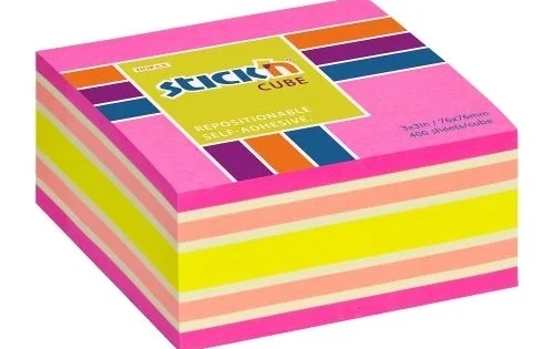 Bloček samolepicí Stick´n 76x 76mm, mix růžová, 400lístků Hit Sezóny