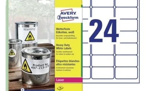 Etikety odolné Avery L4773-20, 63,5x33,9mm, bílé, 20listů Hit Sezóny