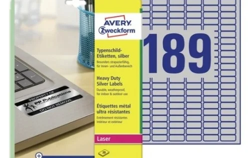 Etikety odolné Avery L6008-20, 25,4x10mm, stříbrné, 20lis. Nejprodávanější