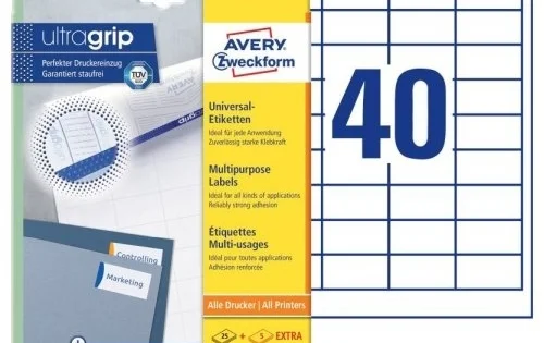 Jen Po Omezenou Doba Etikety univerzální Avery 4780, 48,5x25,4mm, bílé, 25+5l.