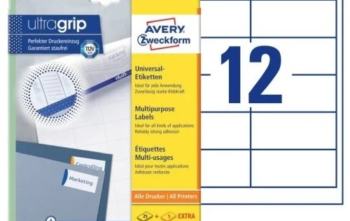 Cenově Výhodný Etikety univerzální Avery 4781, 97x42,3mm, bílé, 25+5listů